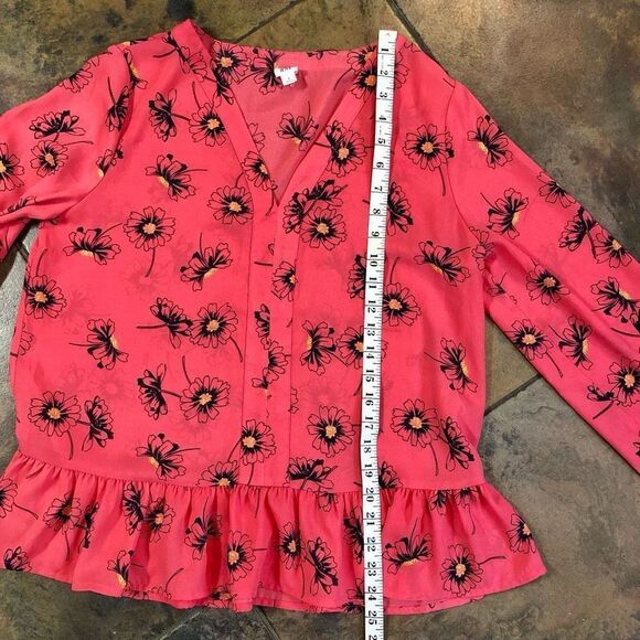 Gap Women’s Pink Poppy V-neck Blouse Size Small - Picture 7 of 11